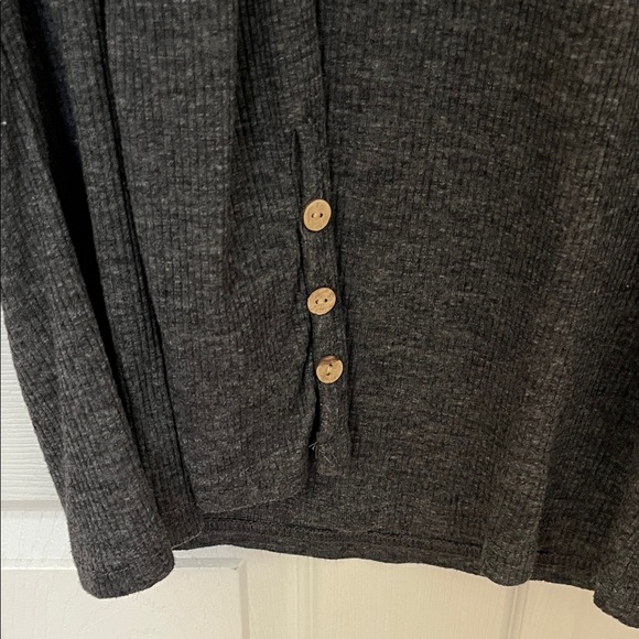 Charcoal Gray Long-Sleeve Henley Top - Picture 3 of 6